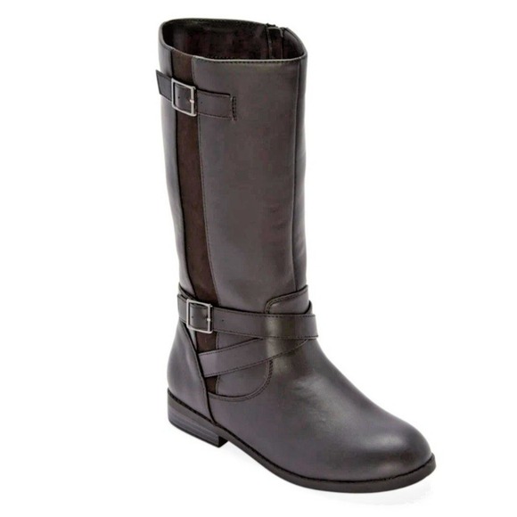Thereabouts Big Girls Seabrook Riding Boots Block‎ Heel Size 4M Black - Picture 1 of 11